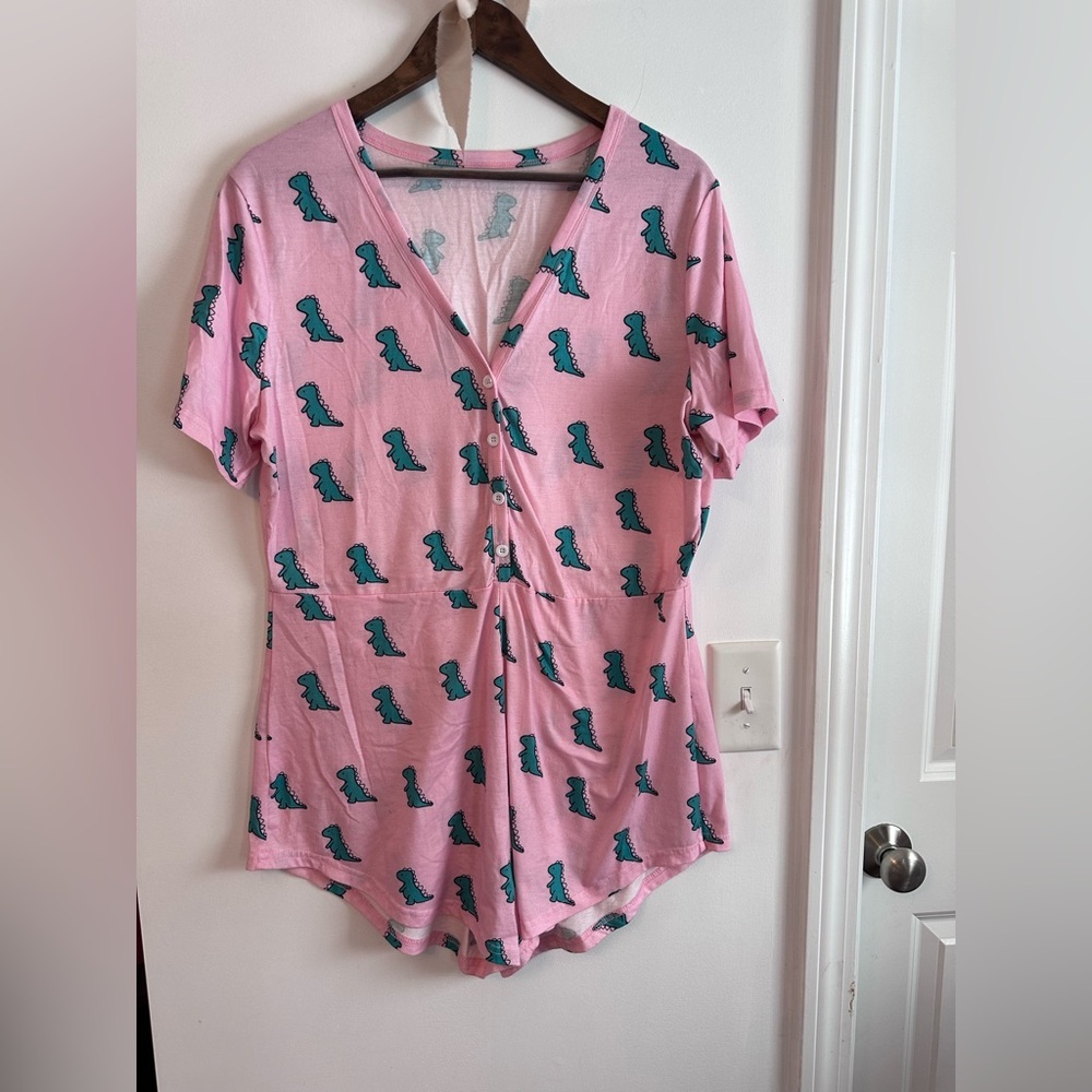 Women’s Unique Pink Dinosaur Pajama Romper